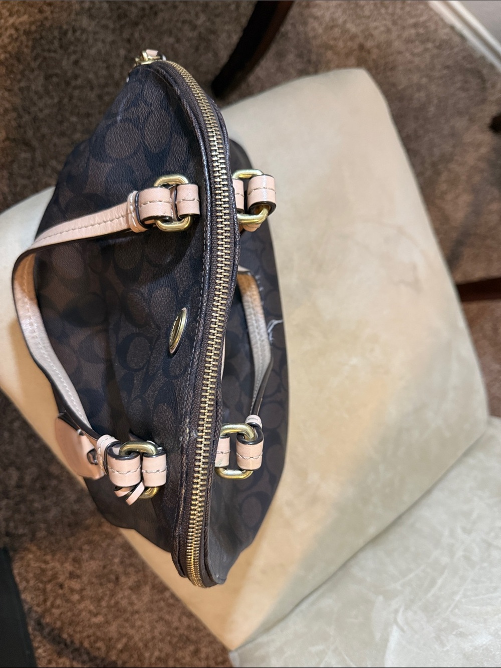 Coach Brown Signature Peyton Dome Satchel - Picture 8 of 16